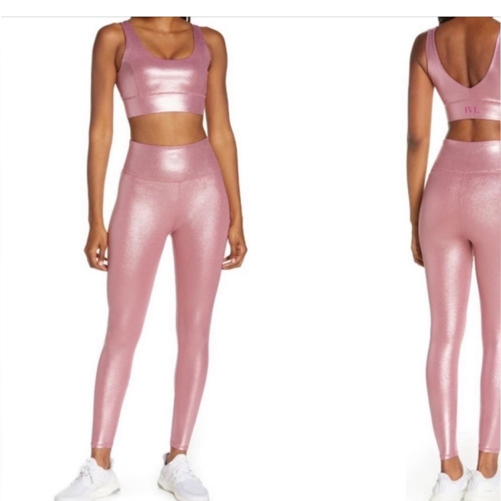 IVL Collective Pink Shimmer Leggings & Sports Bra